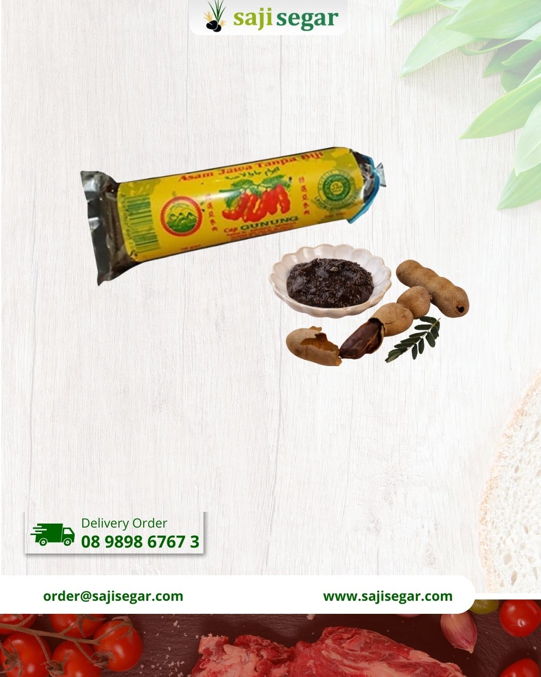 Asem Jawa Tanpa Biji Cap Gunung 150gr / Asam Jawa / Asem Madura - 150Gr